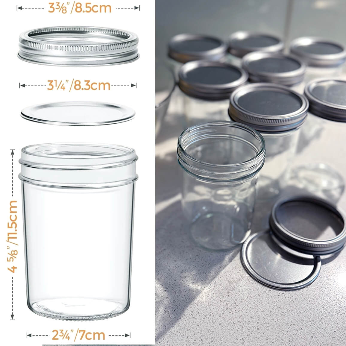 8 Pack Wide Mouth 16Oz Mason Jars